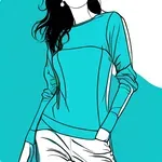 turquoise-blue long-sleeved sweater image